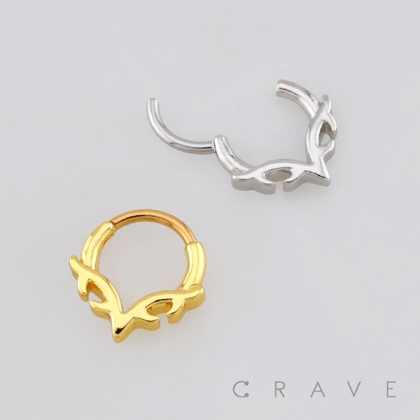 V-SHAPE FANG WING SEPTUM CLICKER RING 316L SURGICAL STEEL V-SHAPE FANG WING SEPTUM CLICKER RING 316L SURGICAL STEEL